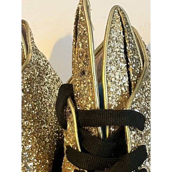 Minna Parikka Bunny Ears Sneaker •Women 40 /US 9• Gold Glitter Black Hi Top - Picture 9 of 15